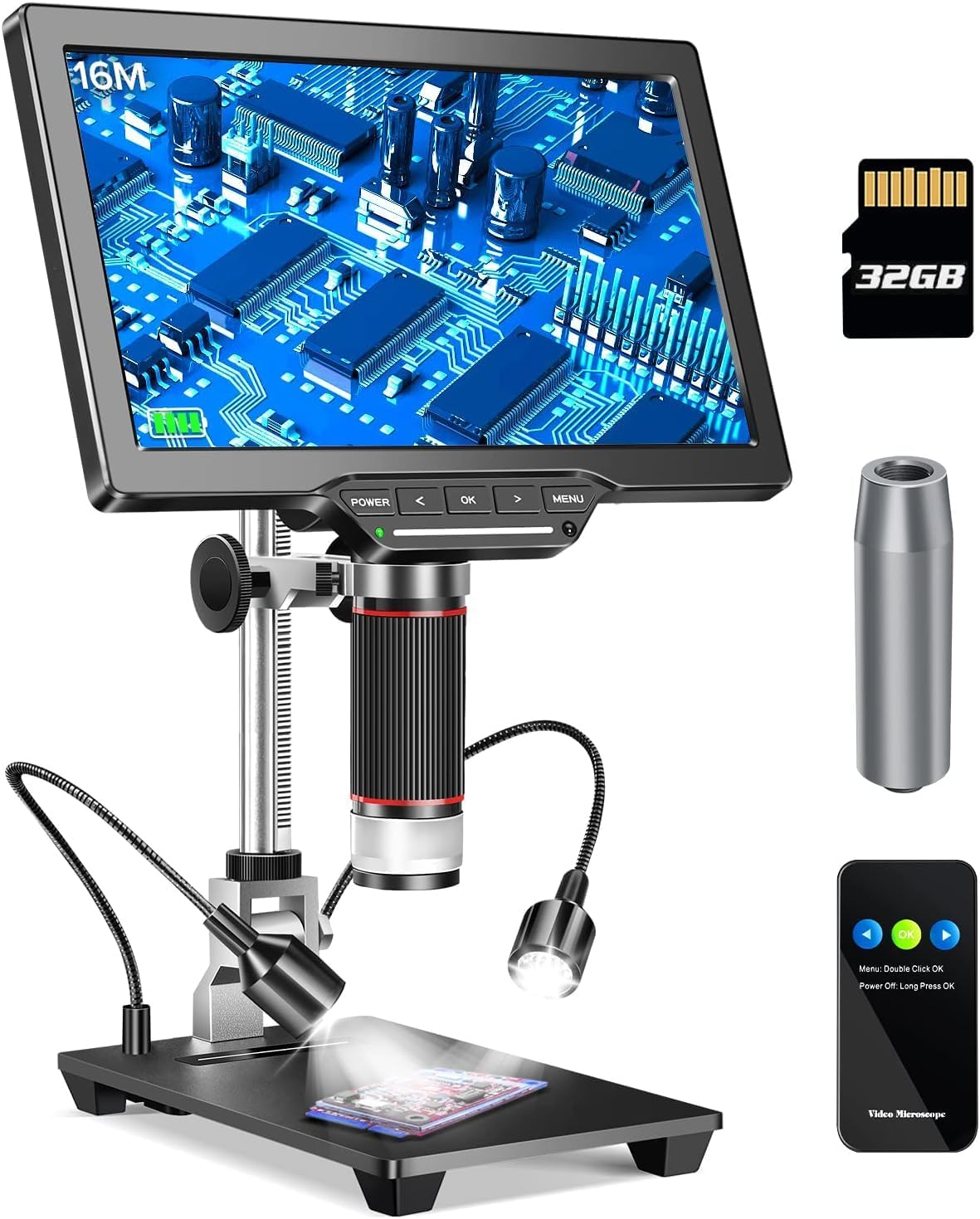 Dcorn 10" HDMI LCD Digital Microscope 1500X  Adults with 16MP 