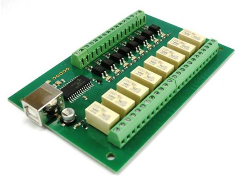 USB-OPTO-RLY88 - with 8 optoisolated inputs and 8 relay 1AUSB-OPTO-RLY88
