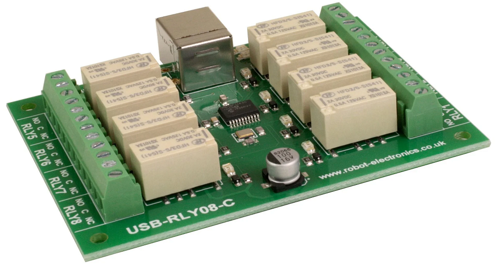 USB-RLY08-C - 8 channel USB relay - 100mA with all relays on. USB-RLY08-C - 8